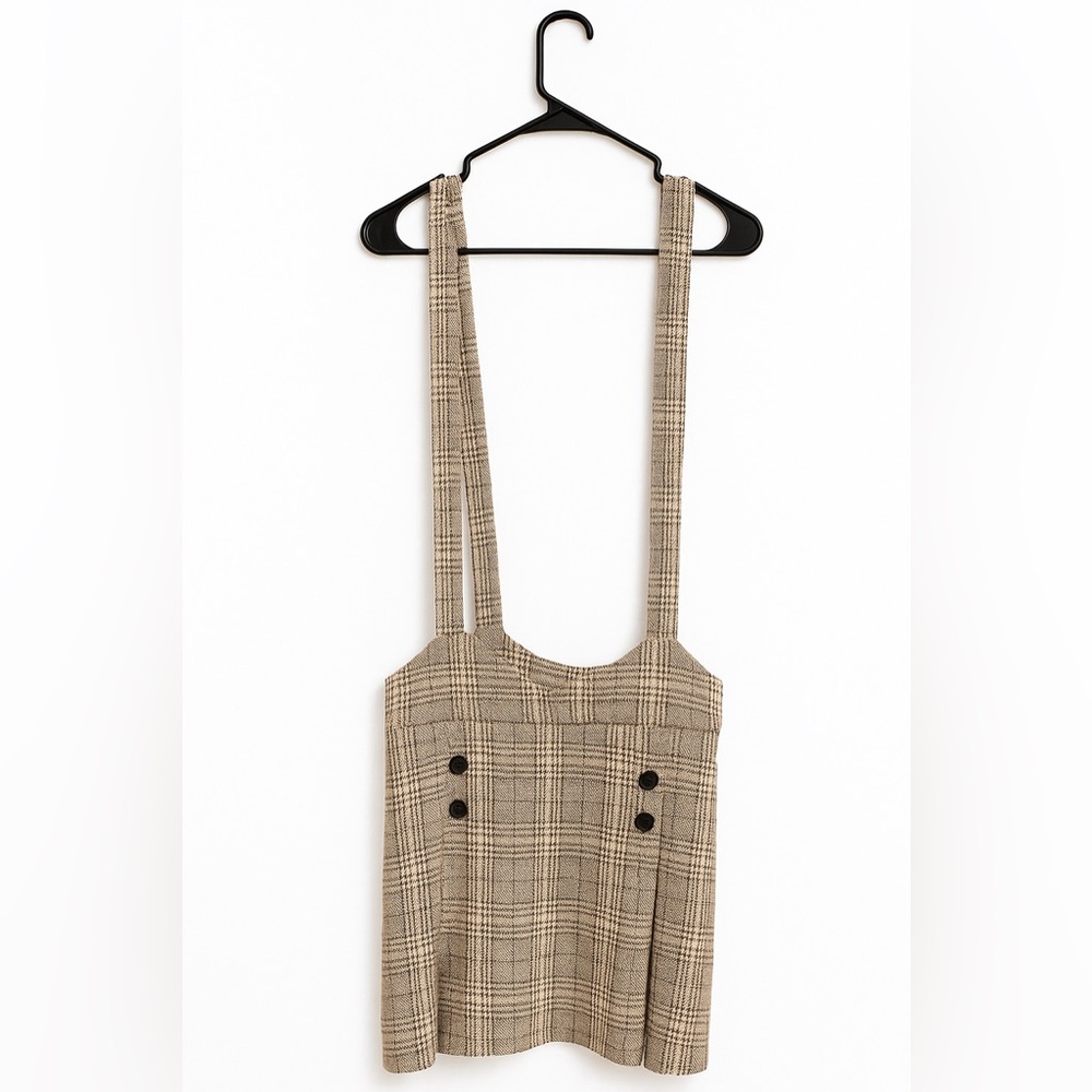 SHEIN Brown Plaid Suspender Mini Dress (M)